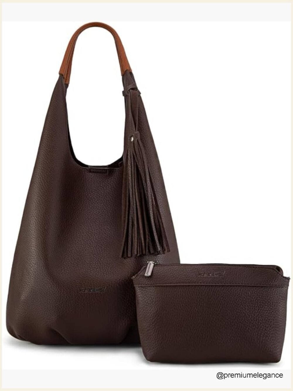 Slouchy Hobo Bag Set with Tassels, Faux Leather, 2-Piece